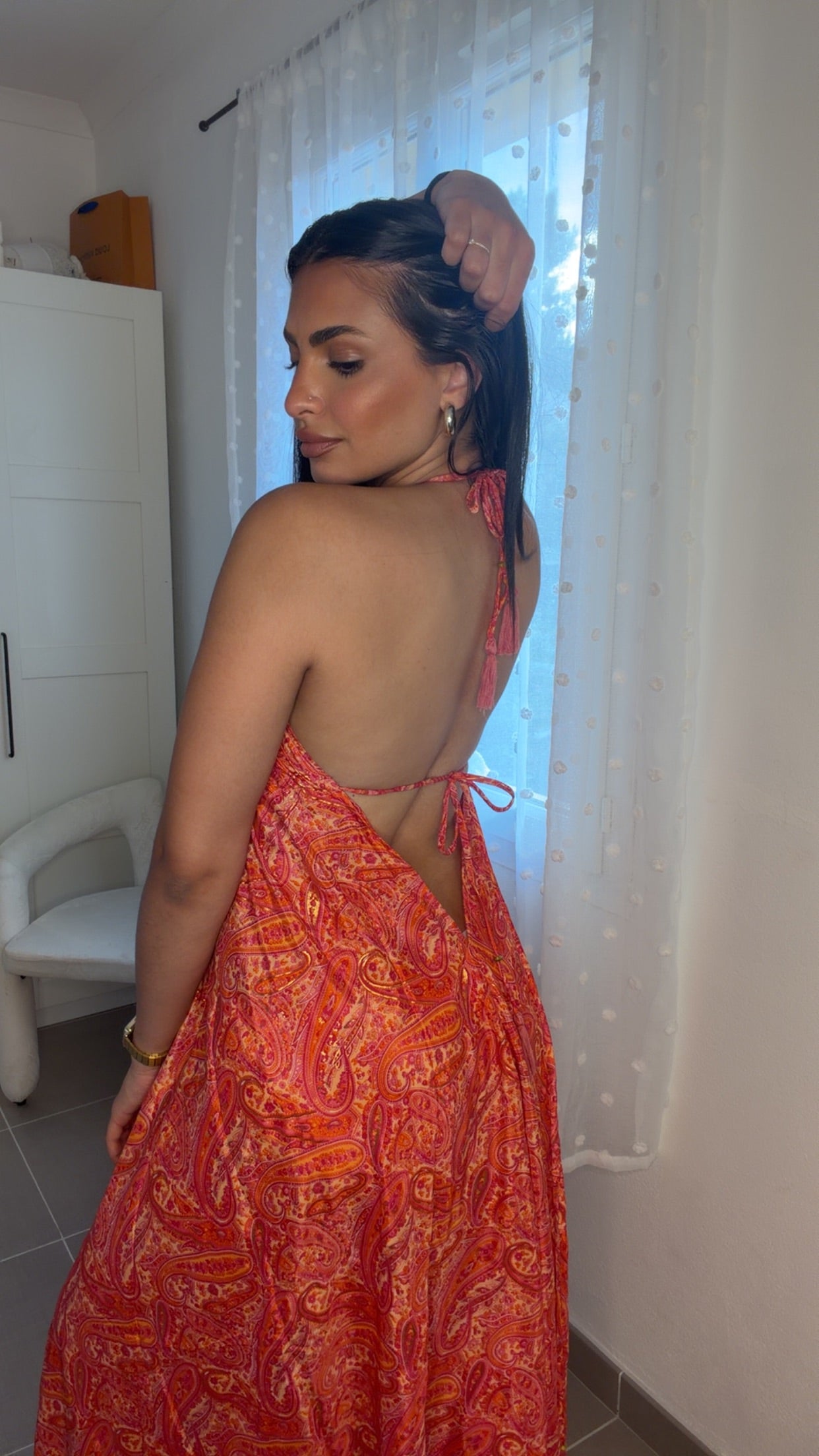 Robe dos nu corail