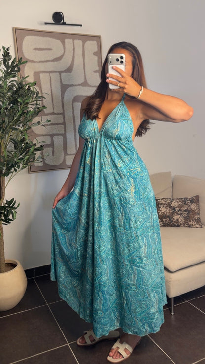Robe dos nu bleu azur