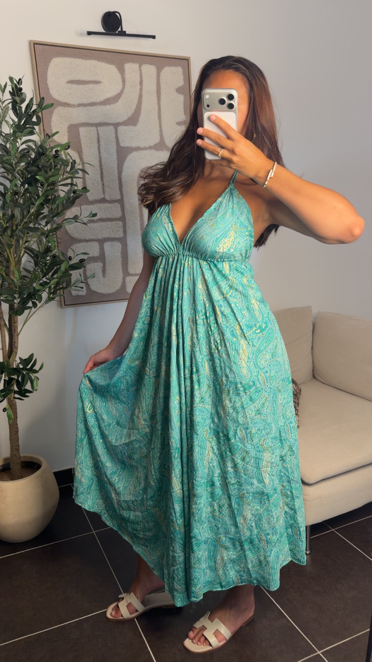 Robe dos nu turquoise