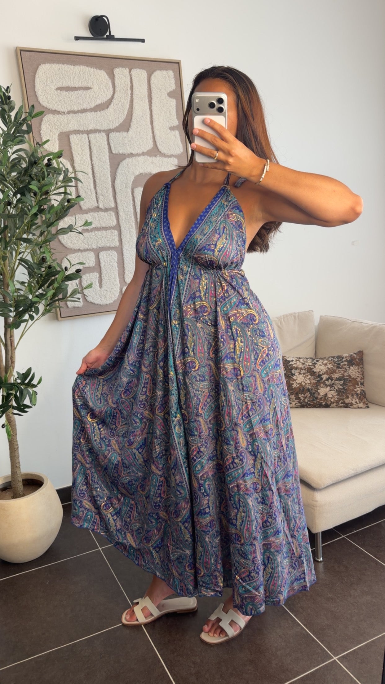 Robe dos nu saphir