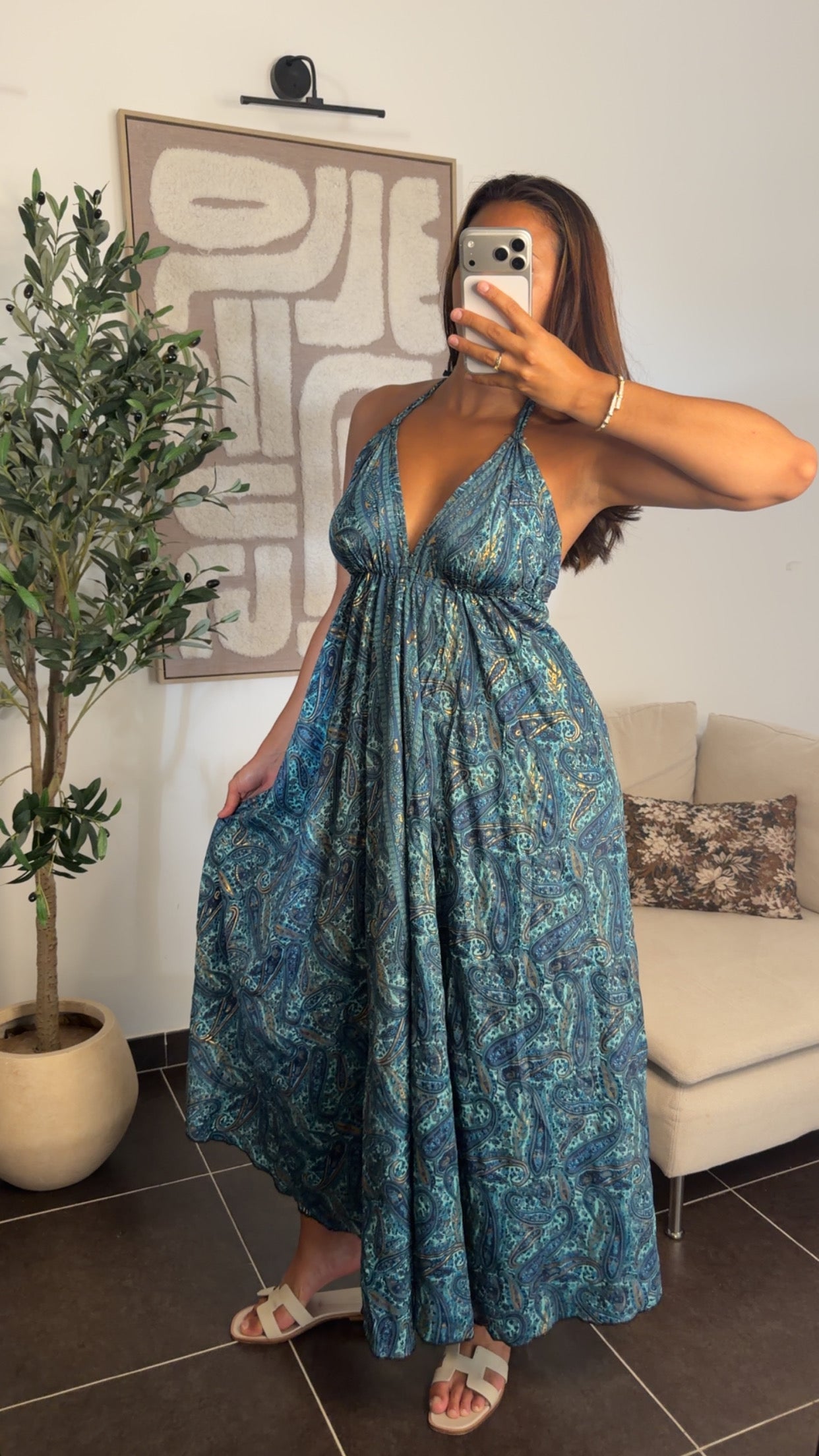 Robe dos nu bleu outremer
