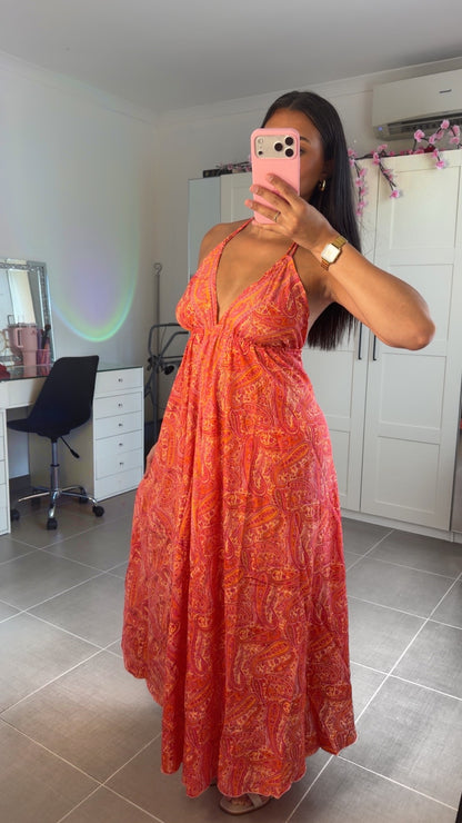 Robe dos nu corail
