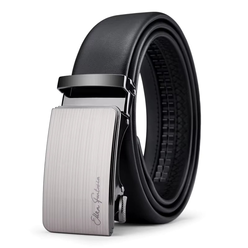 -Ceinture automatique sans trou- Ajustable- Cuir noir