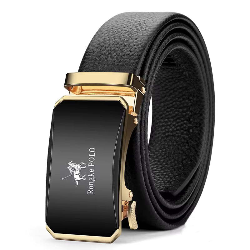 -Ceinture automatique sans trou- Ajustable- Cuir noir