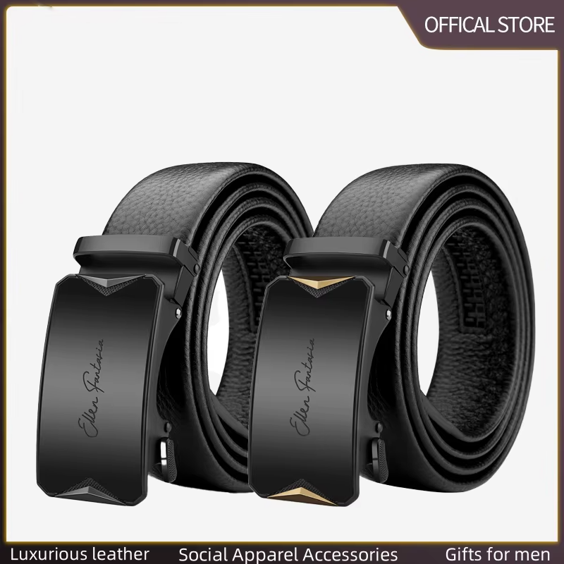 -Ceinture automatique sans trou- Ajustable- Cuir noir