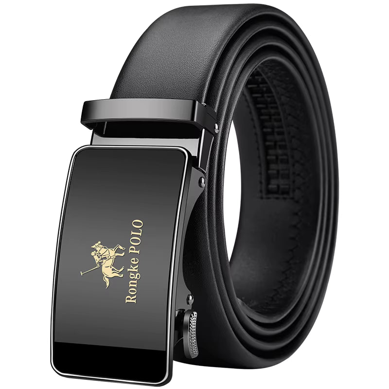 -Ceinture automatique sans trou- Ajustable- Cuir noir