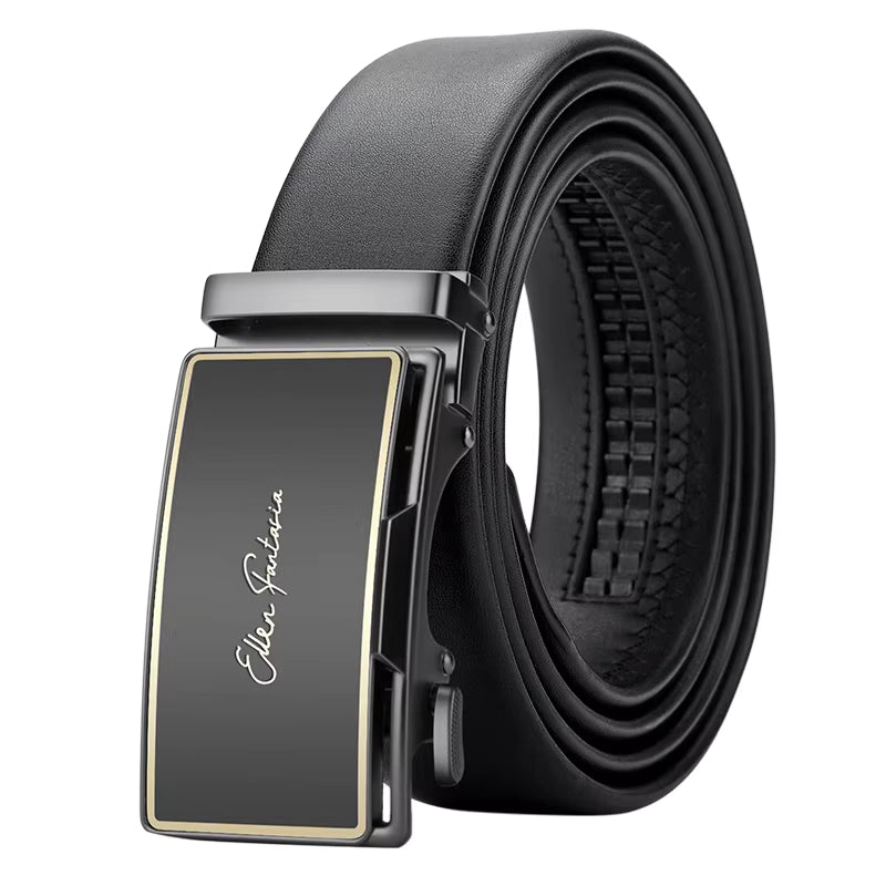 -Ceinture automatique sans trou- Ajustable- Cuir noir