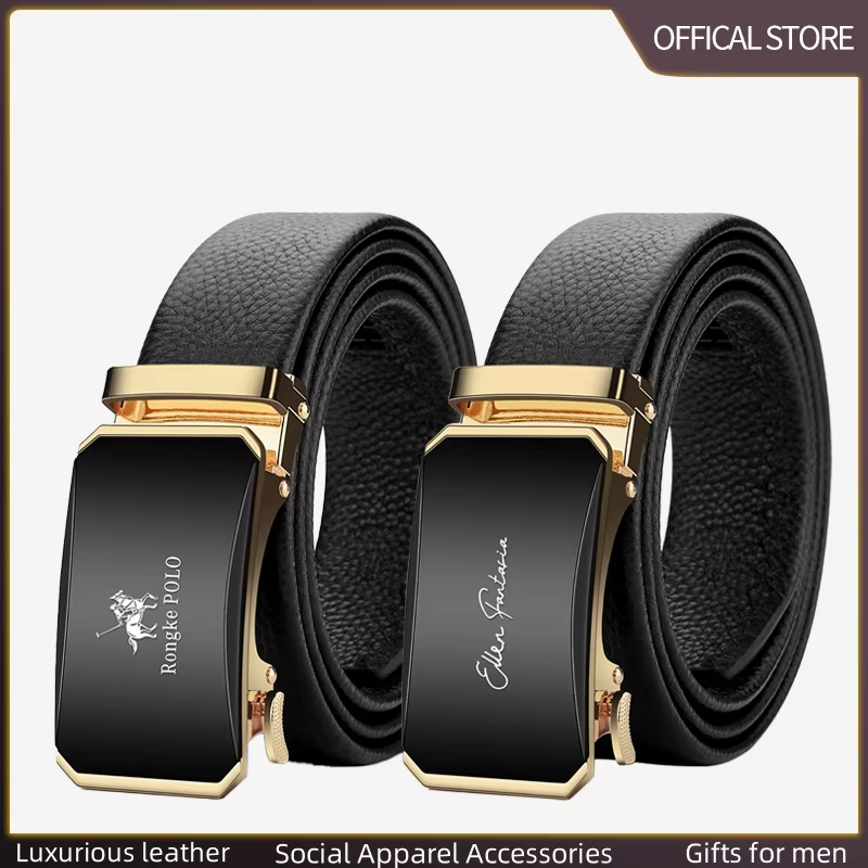 -Ceinture automatique sans trou- Ajustable- Cuir noir