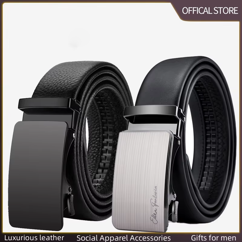 -Ceinture automatique sans trou- Ajustable- Cuir noir