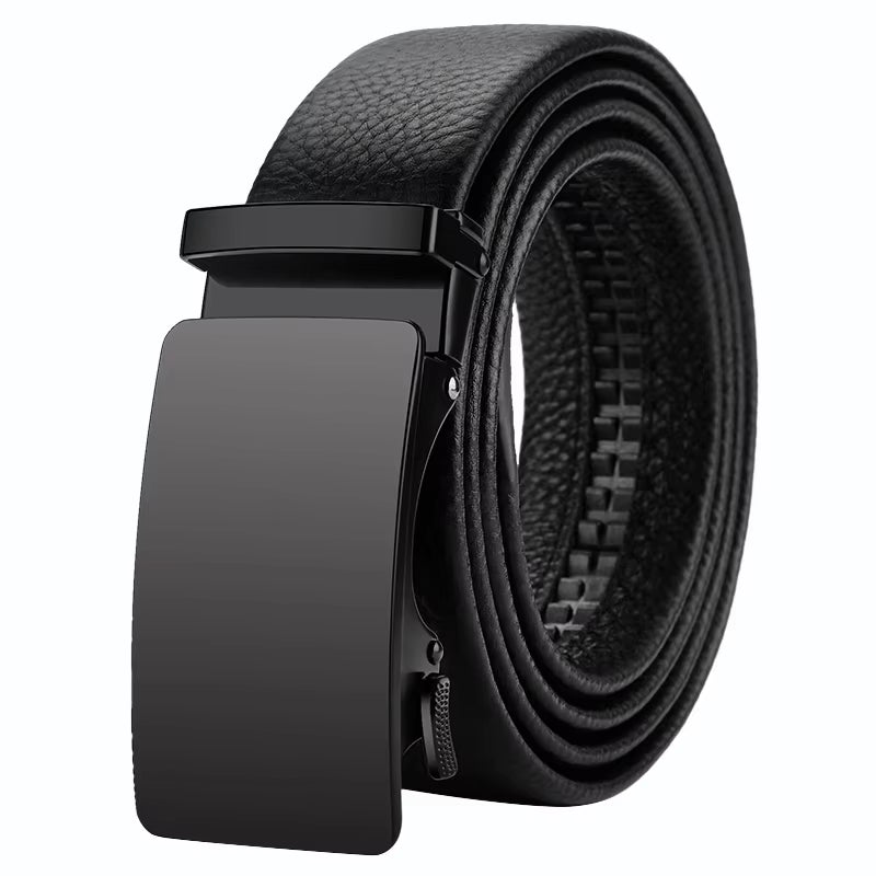 -Ceinture automatique sans trou- Ajustable- Cuir noir